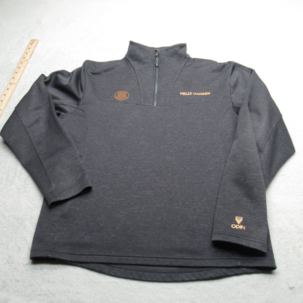 Helly Hansen Sweatshirt Men Medium Gray‎ 1/4Zip Red Sky Golf Performance Wick